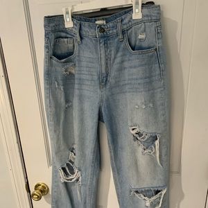 Ripped high rise mom jeans